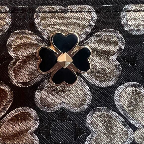 Kate Spade Odette Jacquard Chain Crossbody Bag Purse Double Zip Glitter Logo - Picture 3 of 12